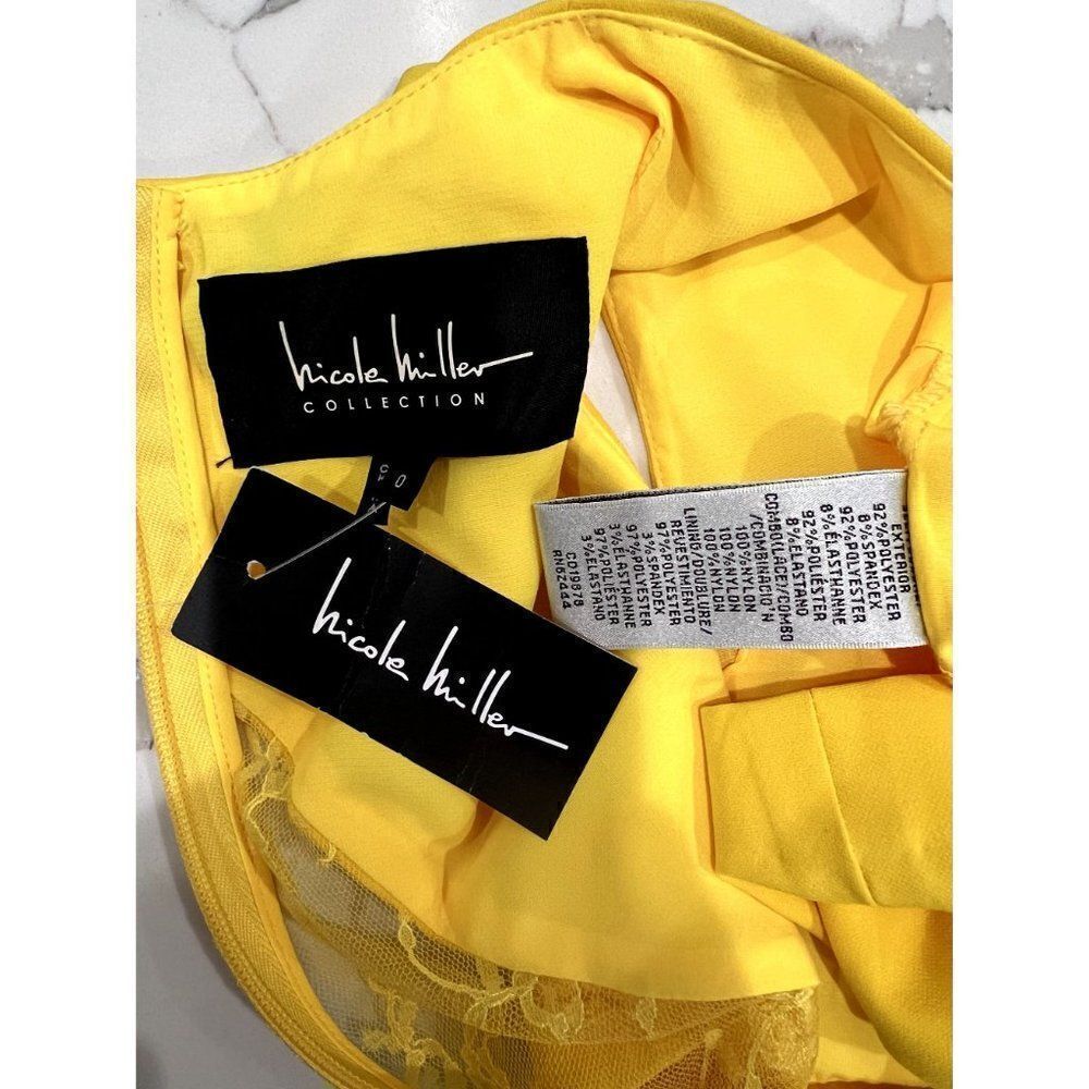 Nicole Miller Collection NWT Lace Cutout Minidress in Yellow Size 0 - Picture 8 of 8